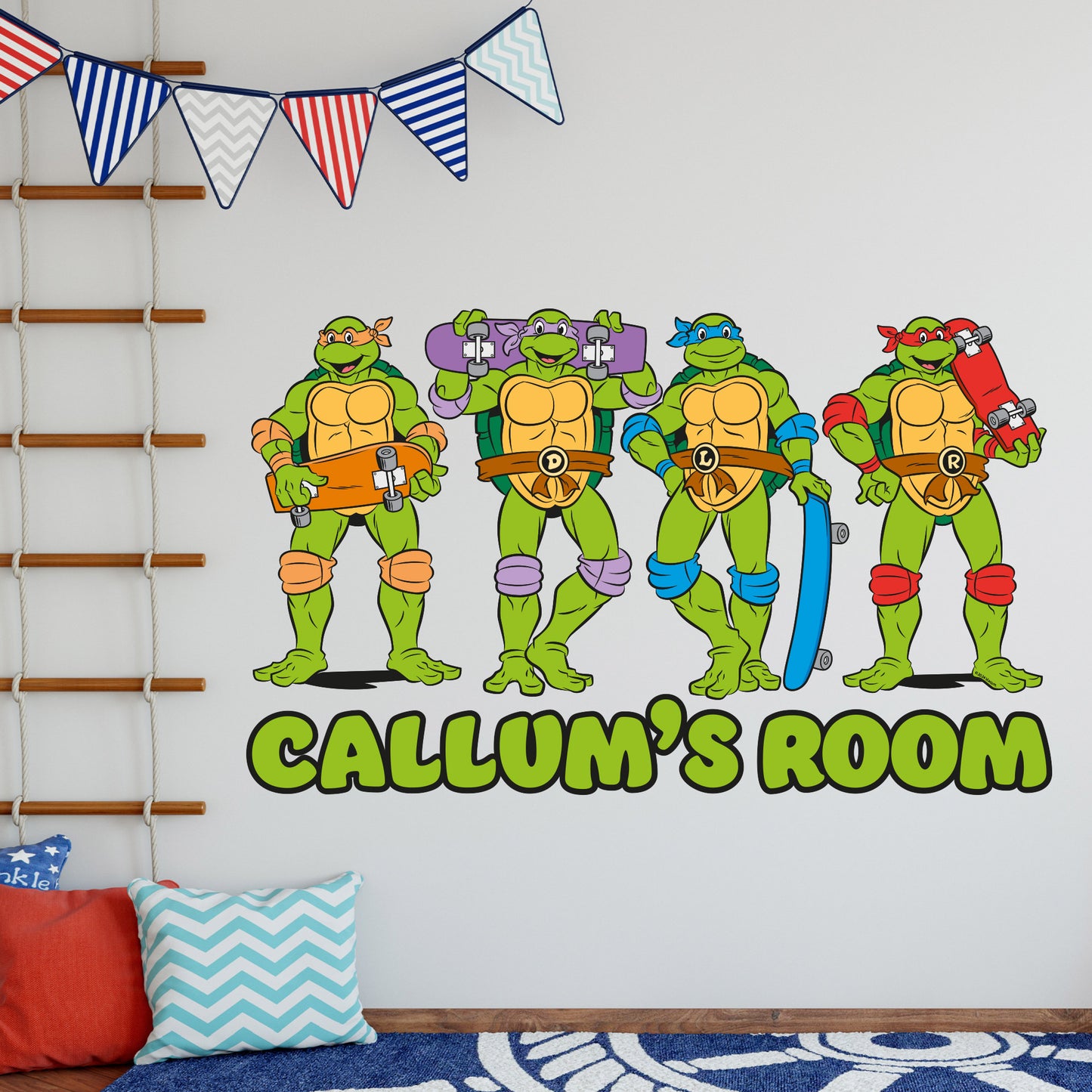 Teenage Mutant Ninja Turtles Wall Sticker - Group Skateboards Personalised Decal TMNT Art