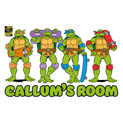 Teenage Mutant Ninja Turtles Wall Sticker - Group Skateboards Personalised Decal TMNT Art