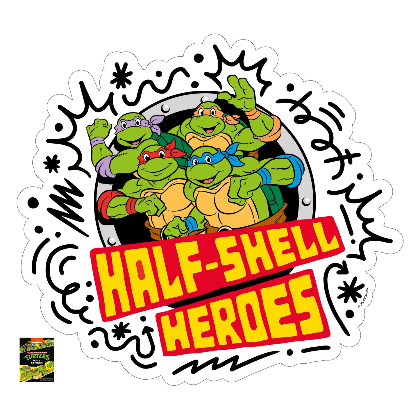 Teenage Mutant Ninja Turtles Wall Sticker - Half Shell Heroes Group Decal TMNT Art