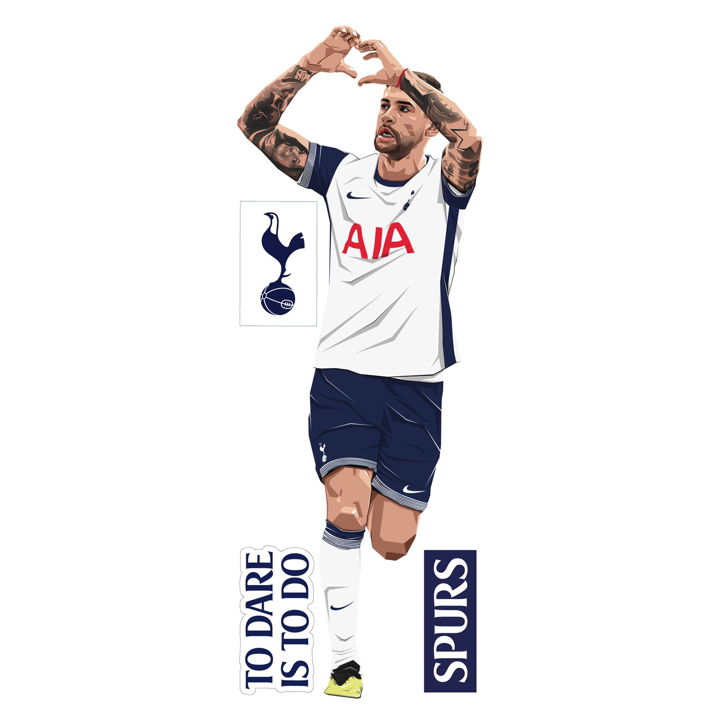 Tottenham Hotspur FC - Cristian Romero 24-25 Illustration Wall Sticker