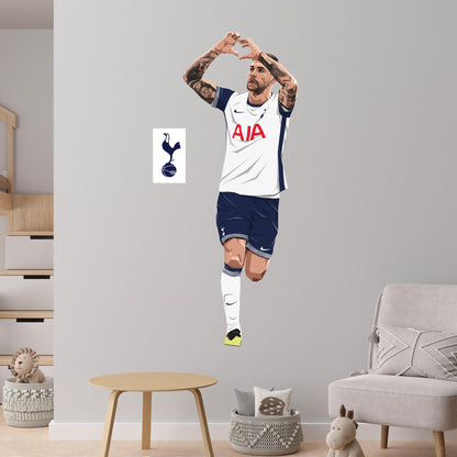 Tottenham Hotspur FC - Cristian Romero 24-25 Illustration Wall Sticker