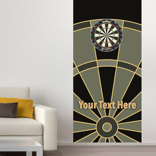 Darts Wall Sticker - Black Grey and Gold Board with Personalised Text Wall Art