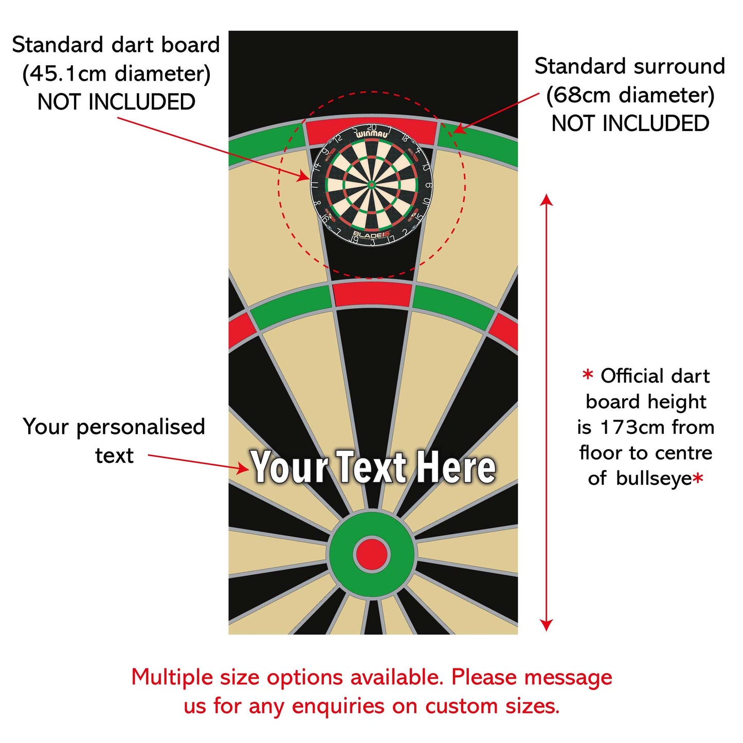 Darts Wall Sticker - Classic Board with Personalised Text Wall Art