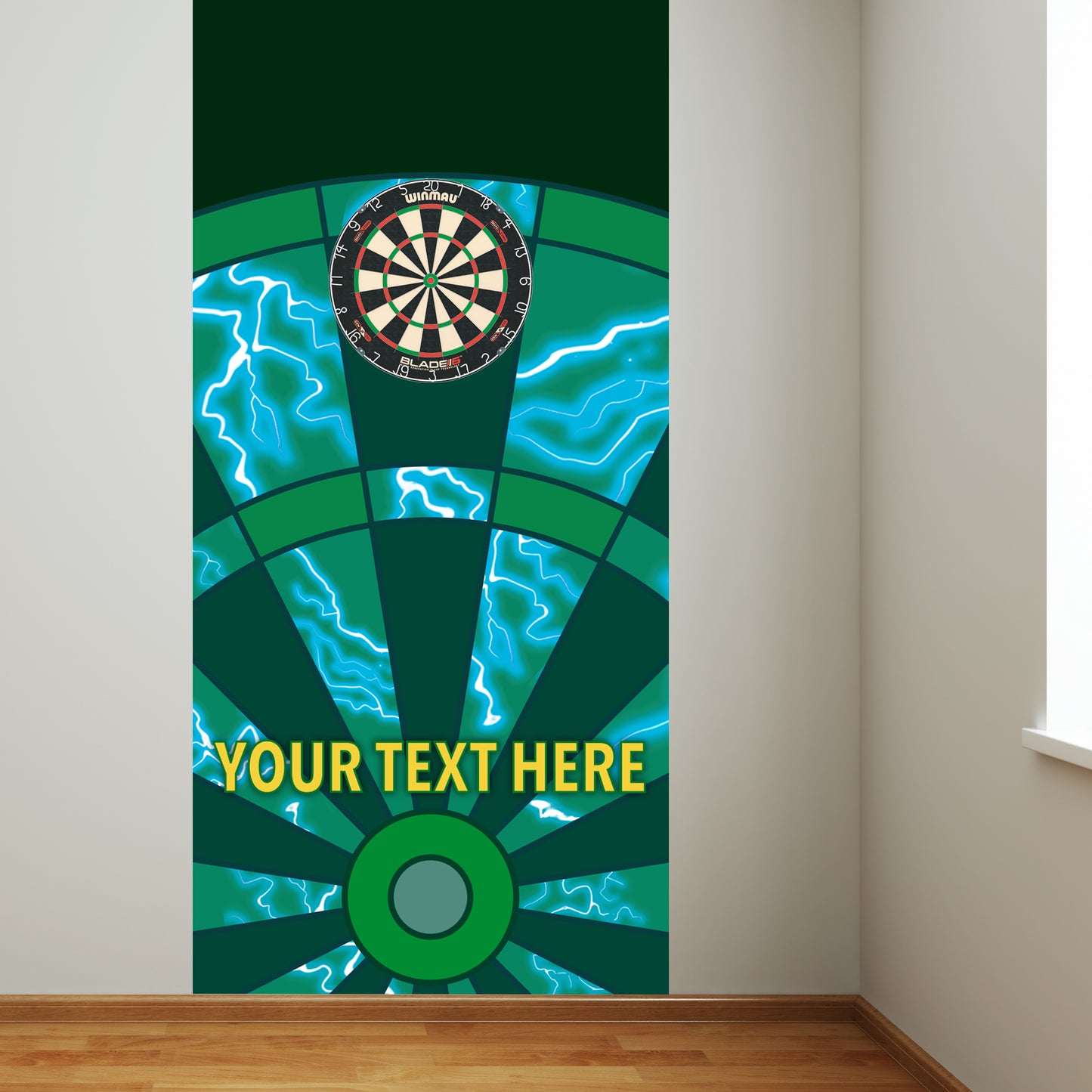 Darts Wall Sticker - Green Lightning with Personalised Text Wall Art