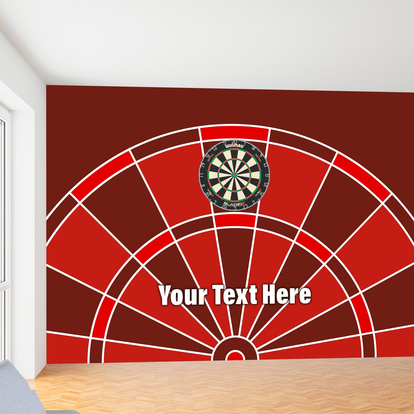 Darts Full Wall Mural - Red Board with Personalised Text Wall Art