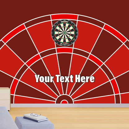 Darts Full Wall Mural - Red Board with Personalised Text Wall Art