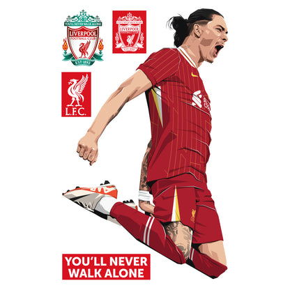 Liverpool FC Wall Sticker - Darwin Nunez Illustration Wall Decal