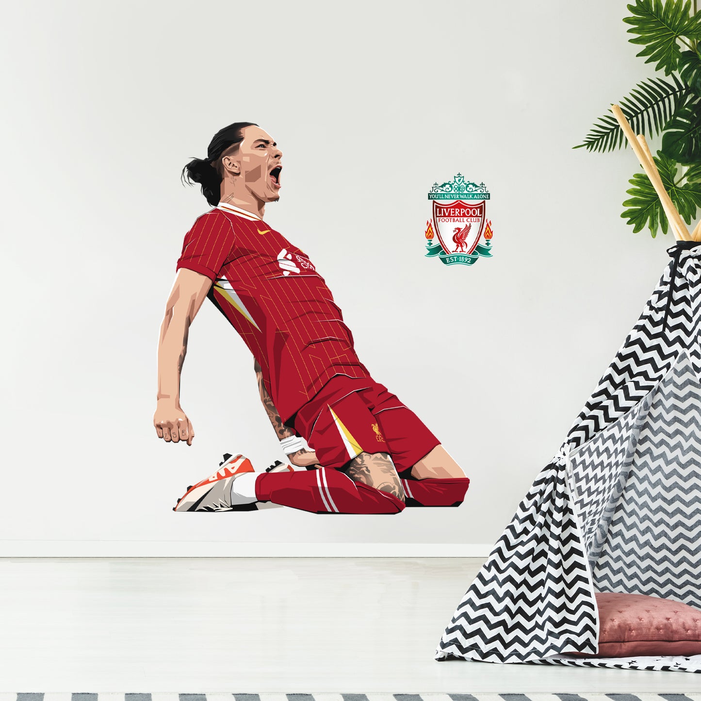 Liverpool FC Wall Sticker - Darwin Nunez Illustration Wall Decal