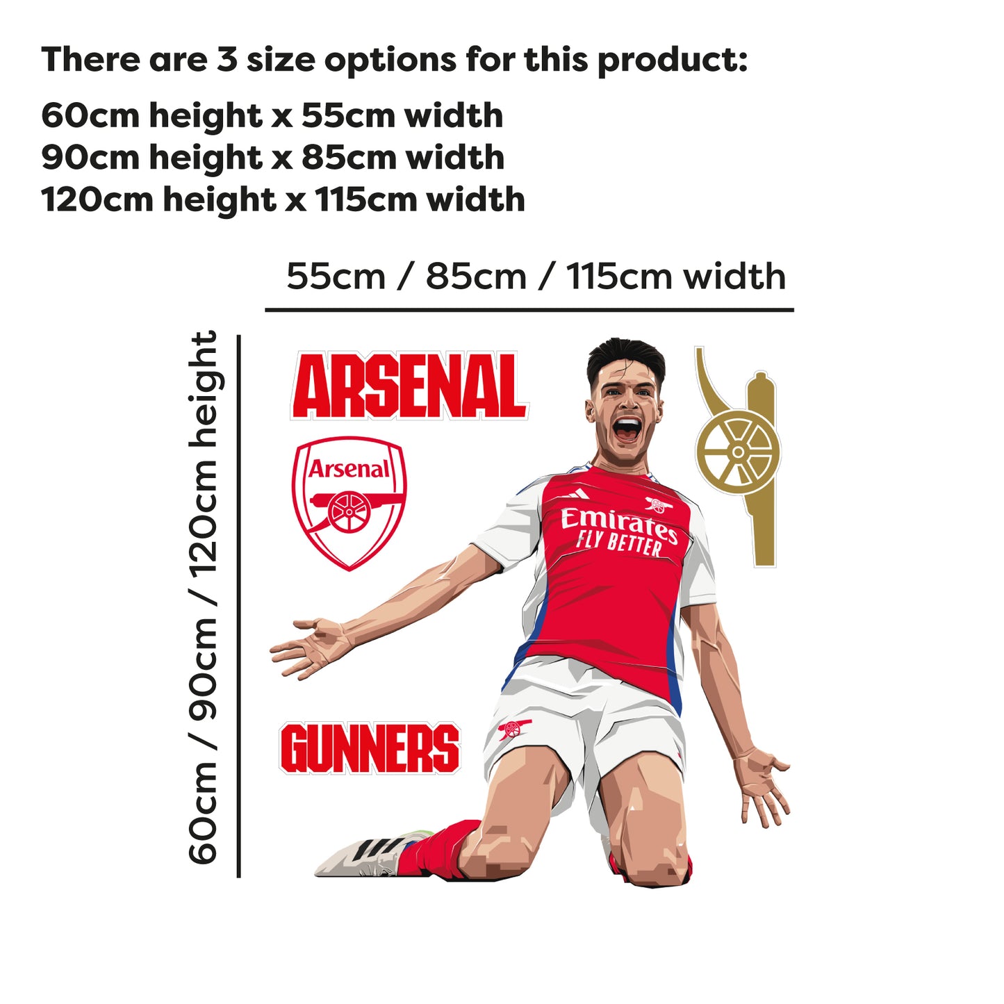 Arsenal FC Wall Sticker - Declan Rice 24-25 Illustration + AFC Decals