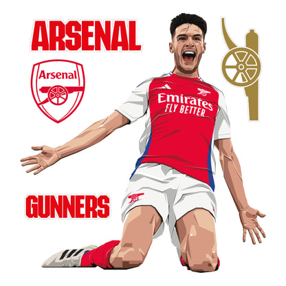 Arsenal FC Wall Sticker - Declan Rice 24-25 Illustration + AFC Decals