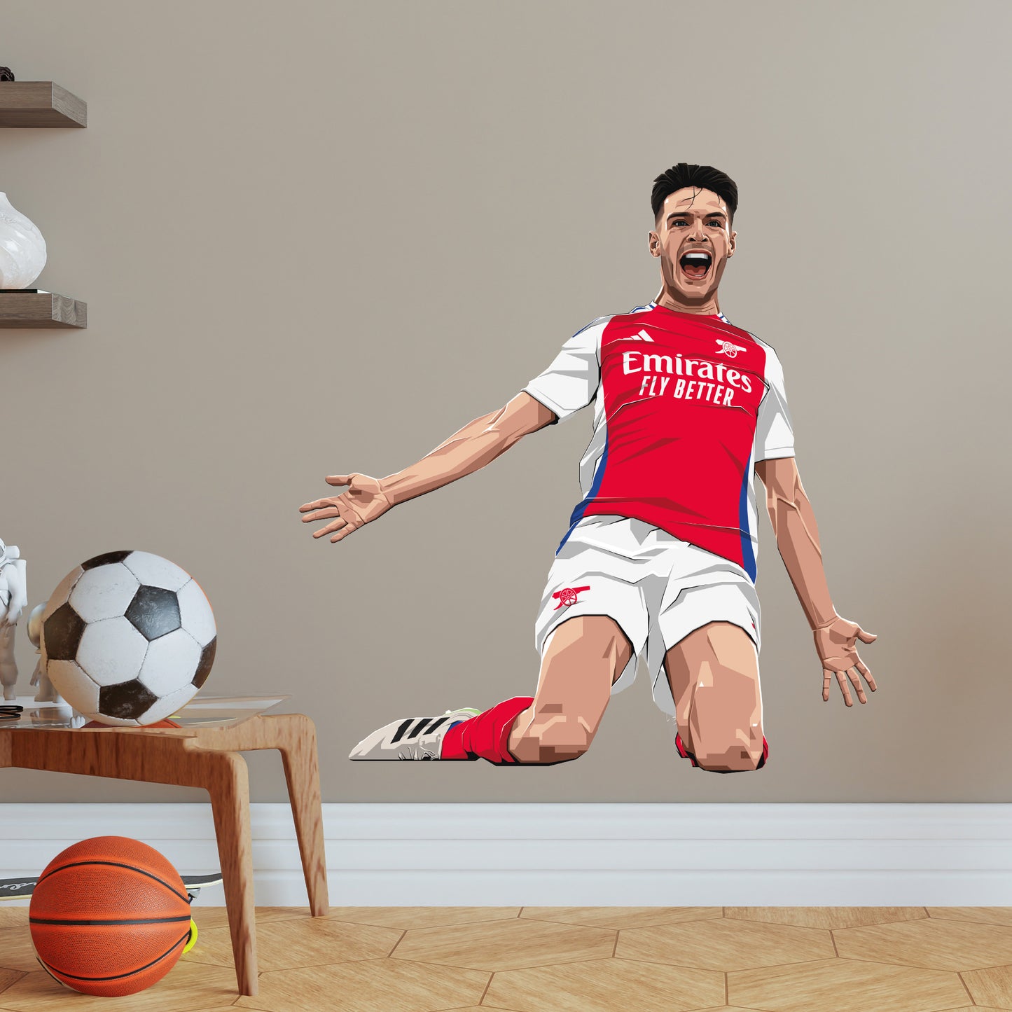 Arsenal FC Wall Sticker - Declan Rice 24-25 Illustration + AFC Decals