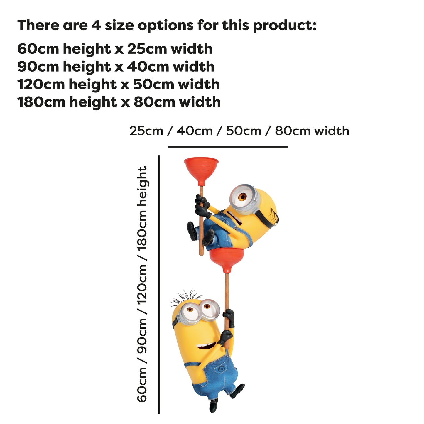 Despicable Me 4 - Minions Hanging on Plungers Wall Sticker