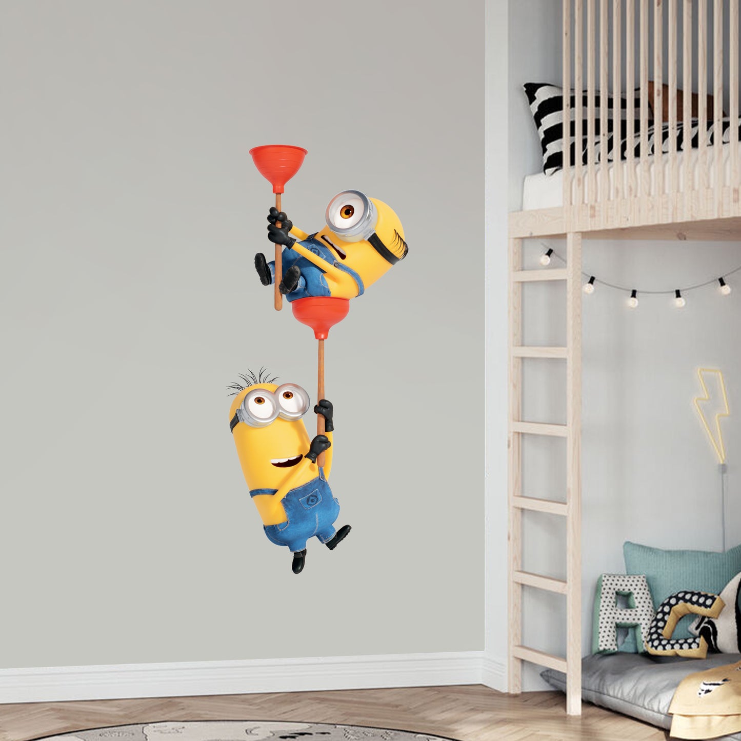 Despicable Me 4 - Minions Hanging on Plungers Wall Sticker