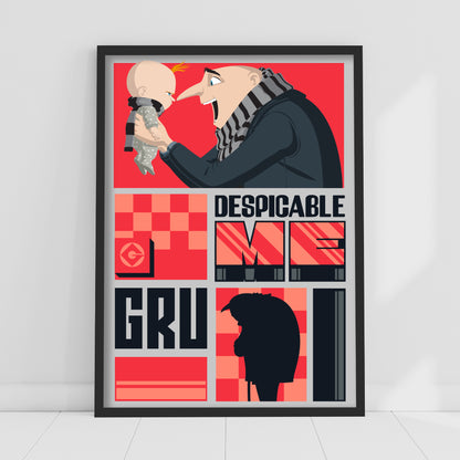 Despicable Me 4 Print - Red and Black Gru Poster Art