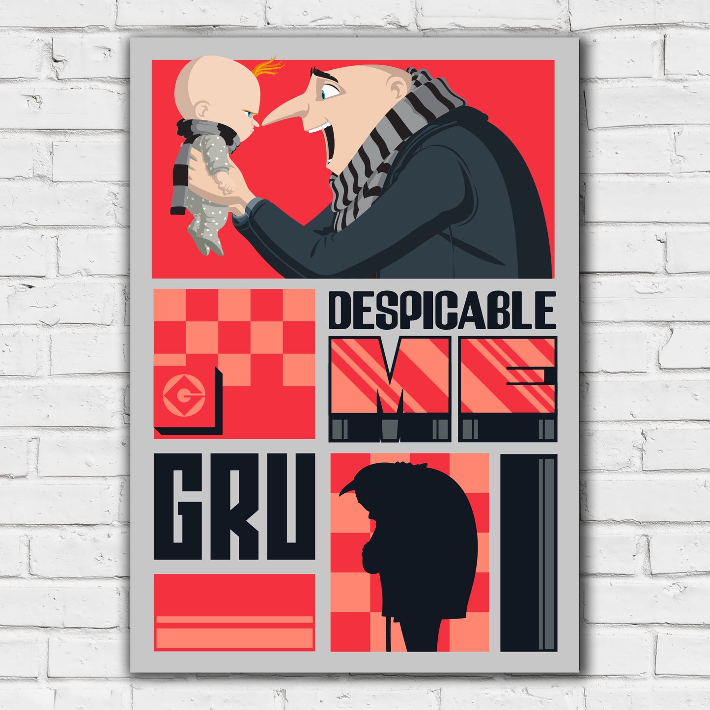 Despicable Me 4 Print - Red and Black Gru Poster Art