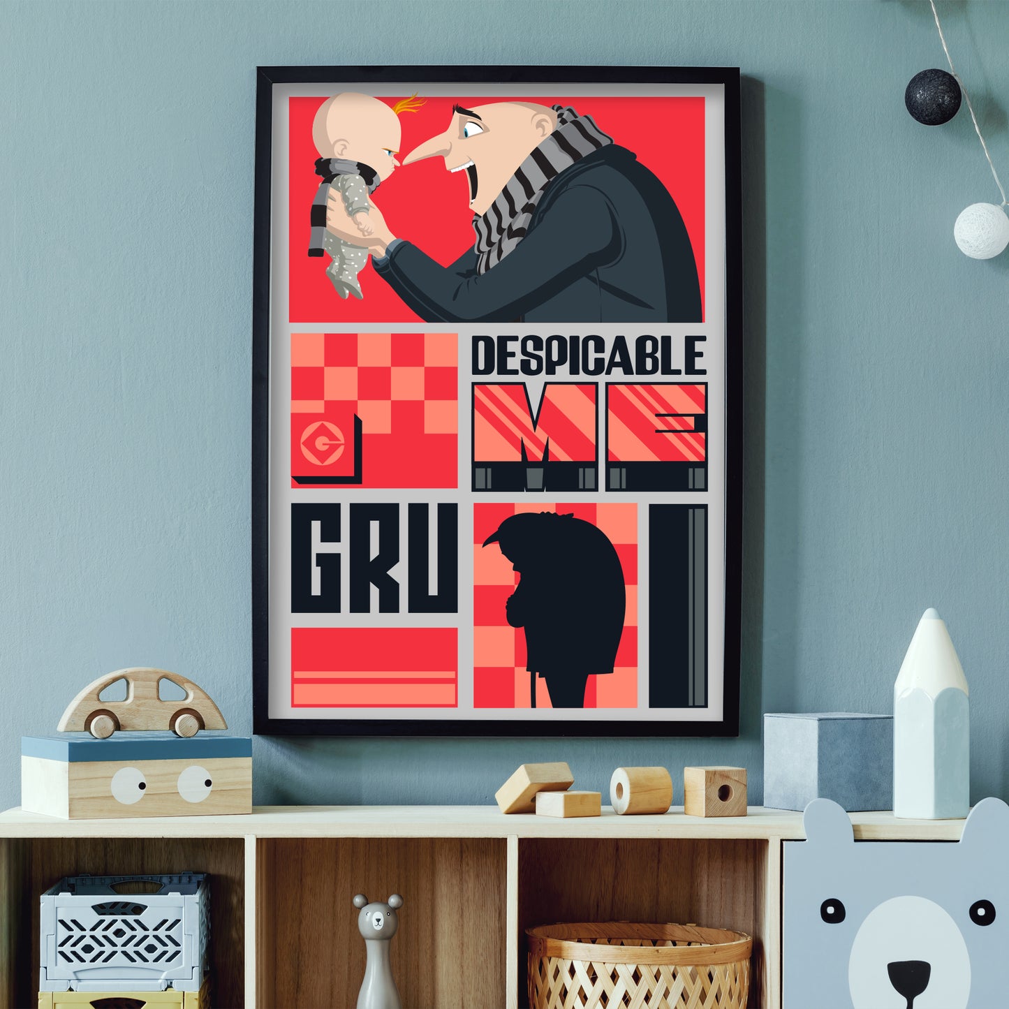 Despicable Me 4 Print - Red and Black Gru Poster Art