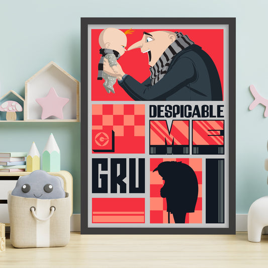 Despicable Me 4 Print - Red and Black Gru Poster Art