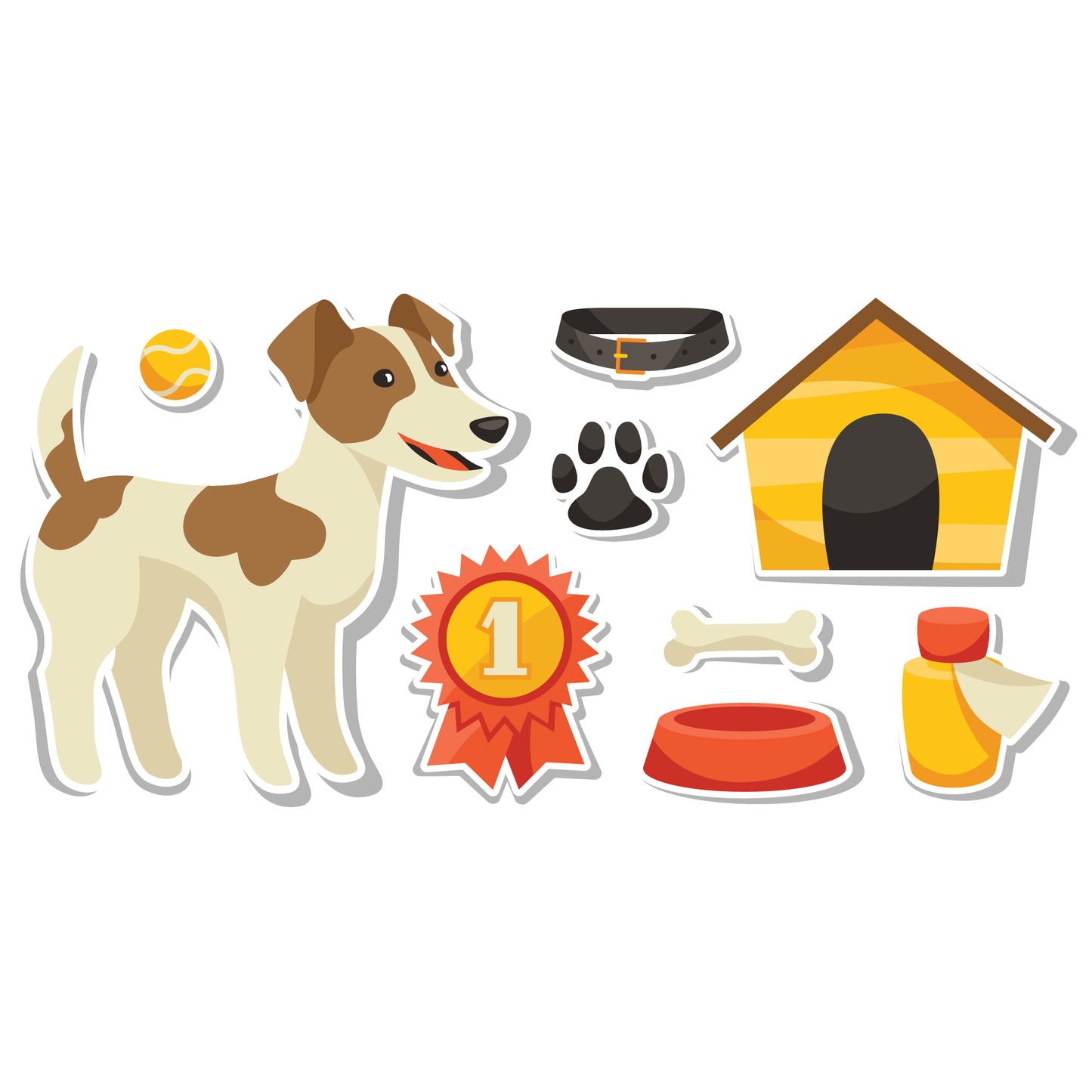 Dog Wall Sticker - Dog House and Toys Decal Wall Art