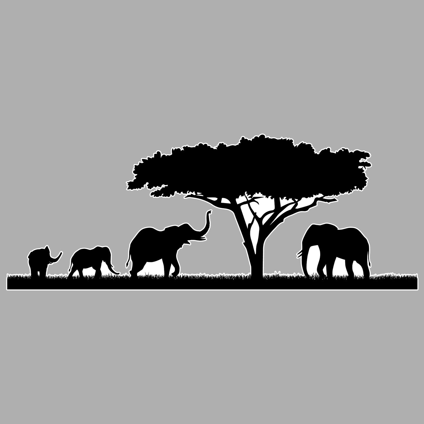 Living Room Wall Sticker - Elephant Safari Decal Wall Art