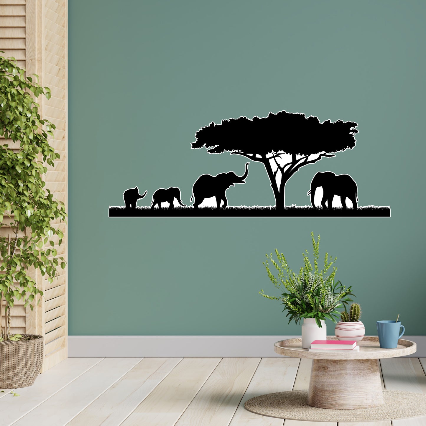 Living Room Wall Sticker - Elephant Safari Decal Wall Art