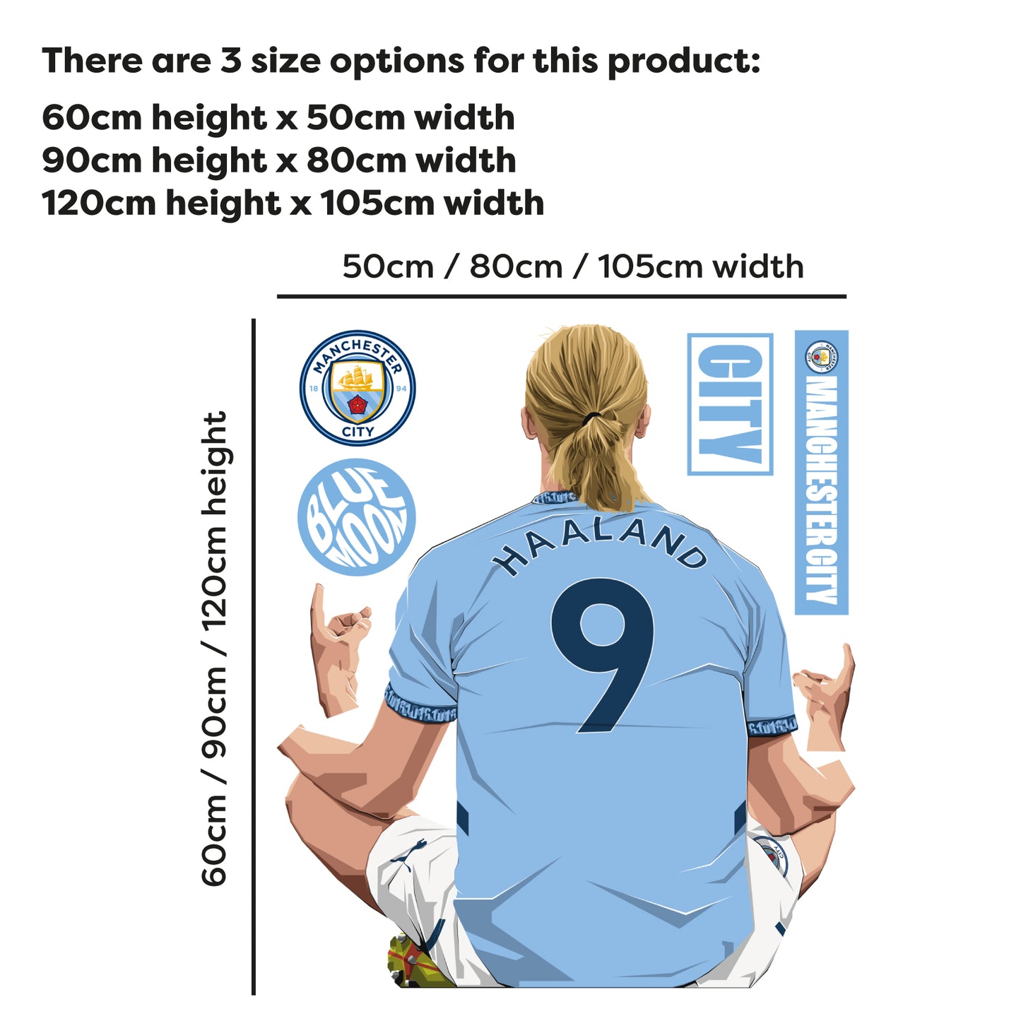 Official Manchester City - Erling Haaland 24-25 Illustration Wall Sticker