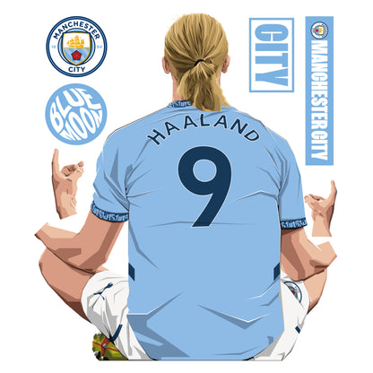 Official Manchester City - Erling Haaland 24-25 Illustration Wall Sticker