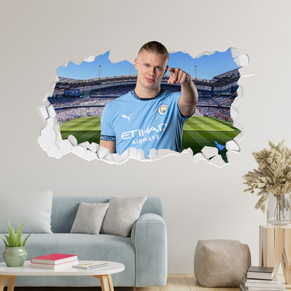 Manchester City Football Club - Haaland 24/25 Broken Wall Sticker + Bonus Decal Set