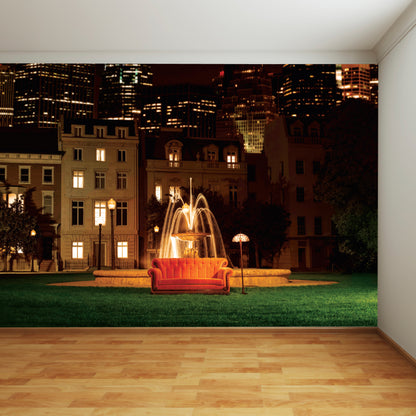 Friends Full Wall Mural - Friends Couch and Fountain Mural Wall Art