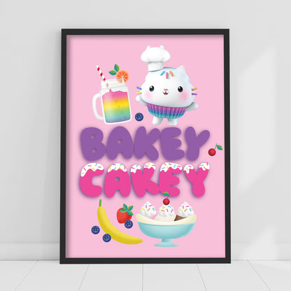 Gabby's Dollhouse Print - Cakey Cat Bakey Cakey Poster Kids Wall Art