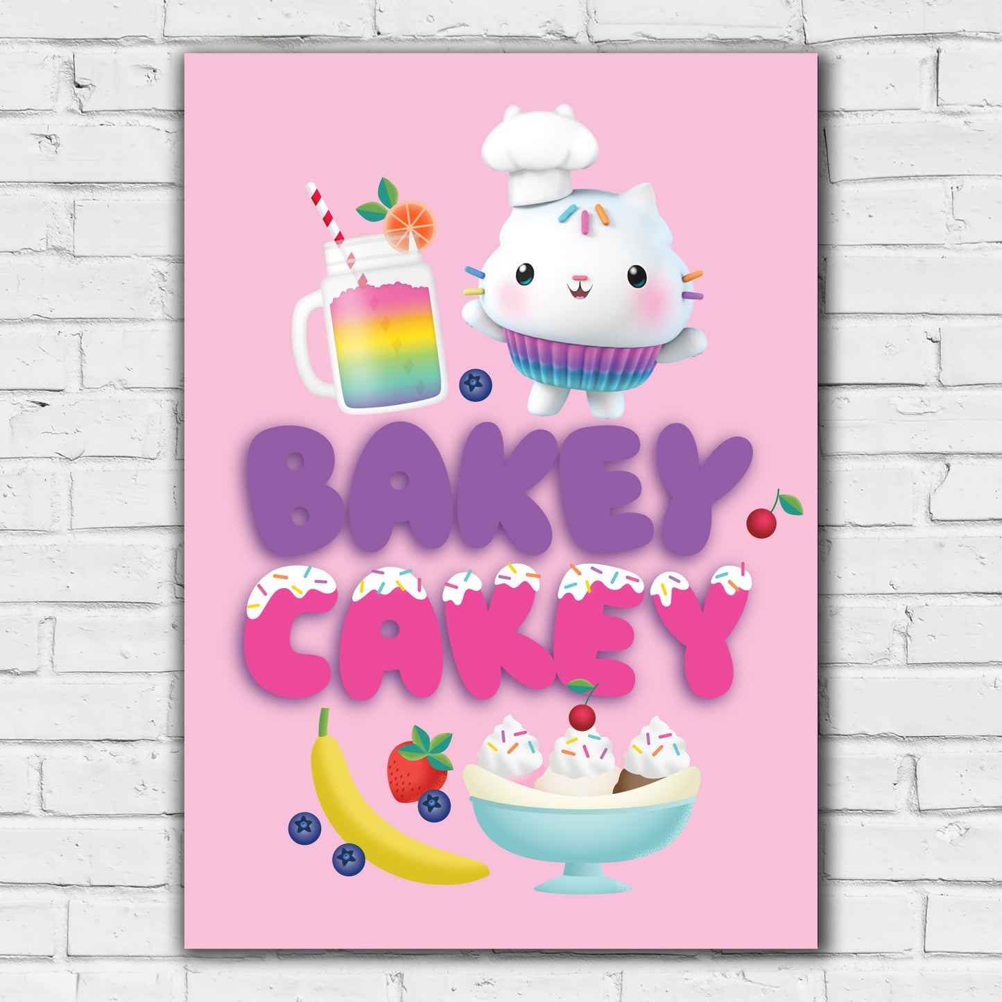 Gabby's Dollhouse Print - Cakey Cat Bakey Cakey Poster Kids Wall Art