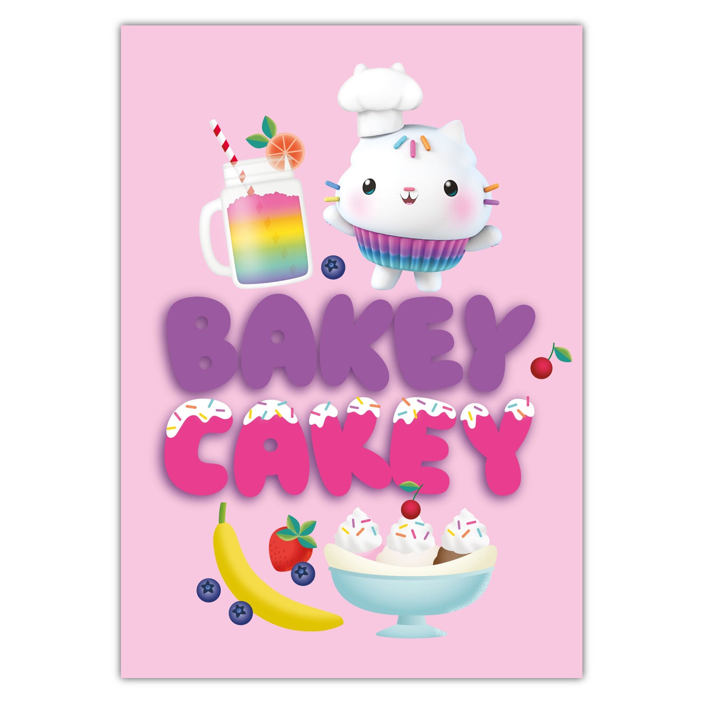 Gabby's Dollhouse Print - Cakey Cat Bakey Cakey Poster Kids Wall Art