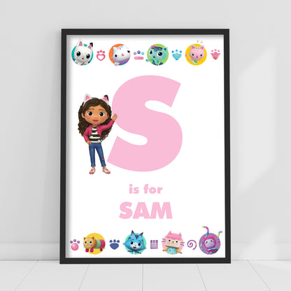 Gabby's Dollhouse Print - Gabby Letter and Name Personalised Poster Kids Wall Art