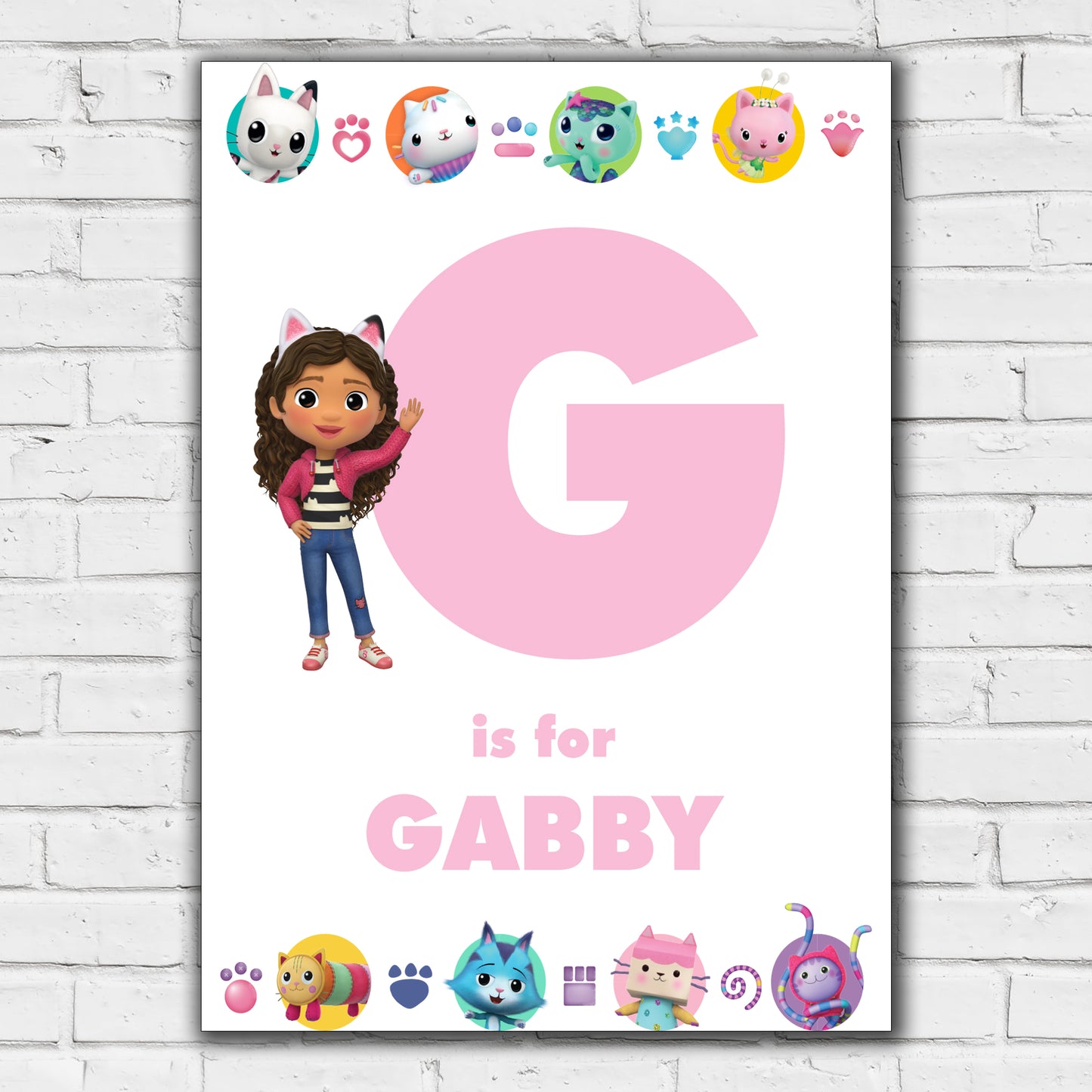 Gabby's Dollhouse Print - Gabby Letter and Name Personalised Poster Kids Wall Art