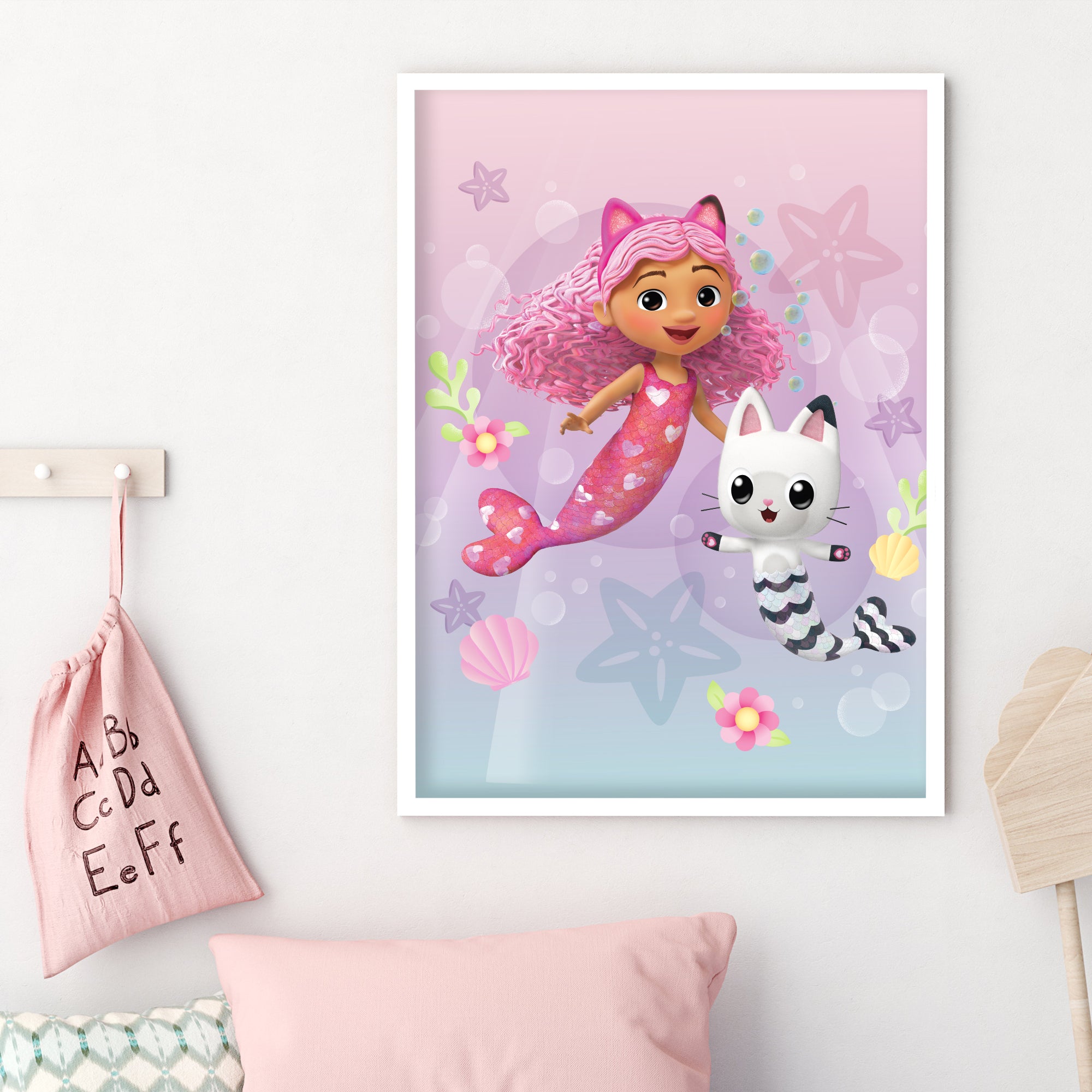 Gabby's Dollhouse Print - Gabby And Pandy Mermaids Poster Kids Wall Ar 