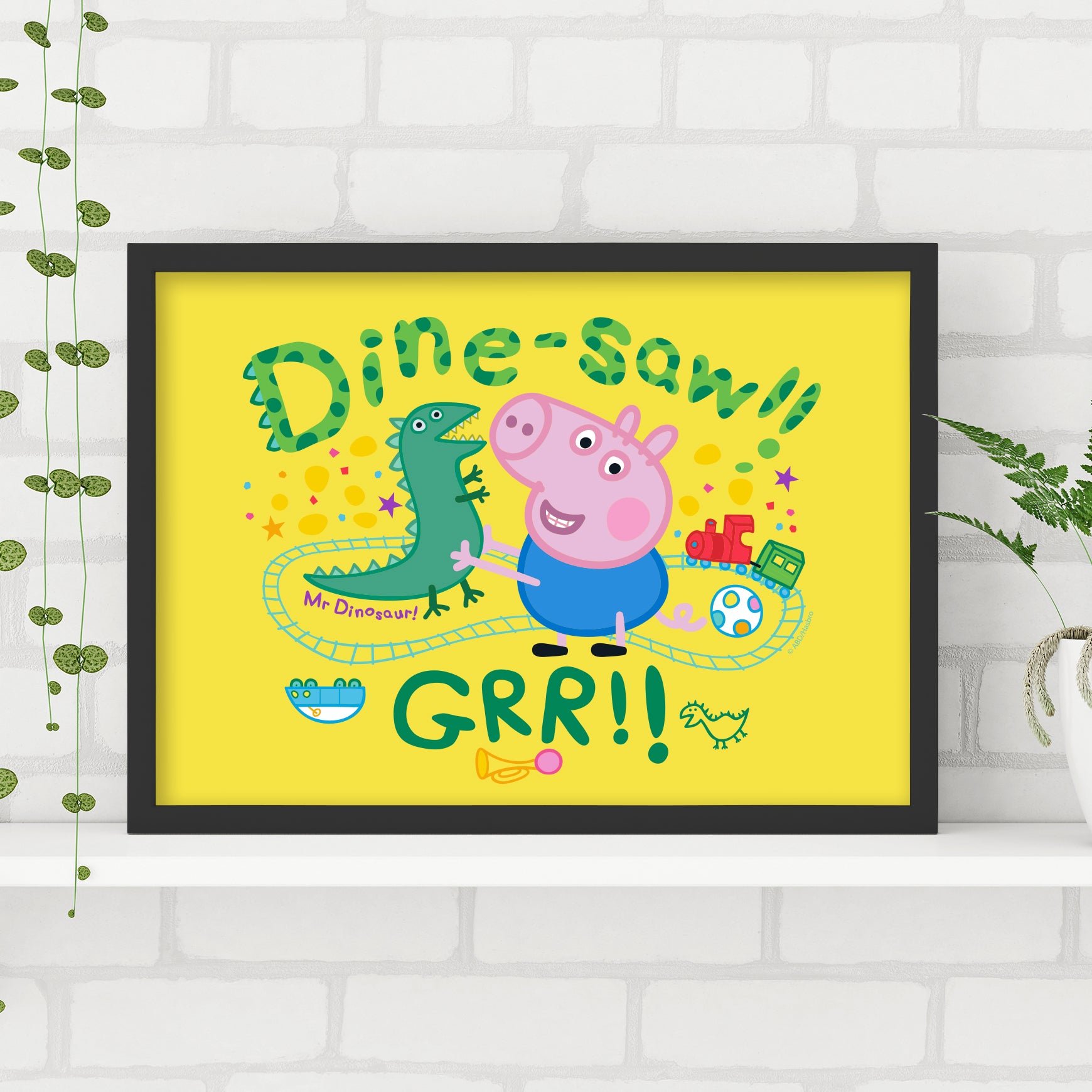 Peppa Pig Print - George Dine-saw Grr Yellow Poster Wall Art – www ...