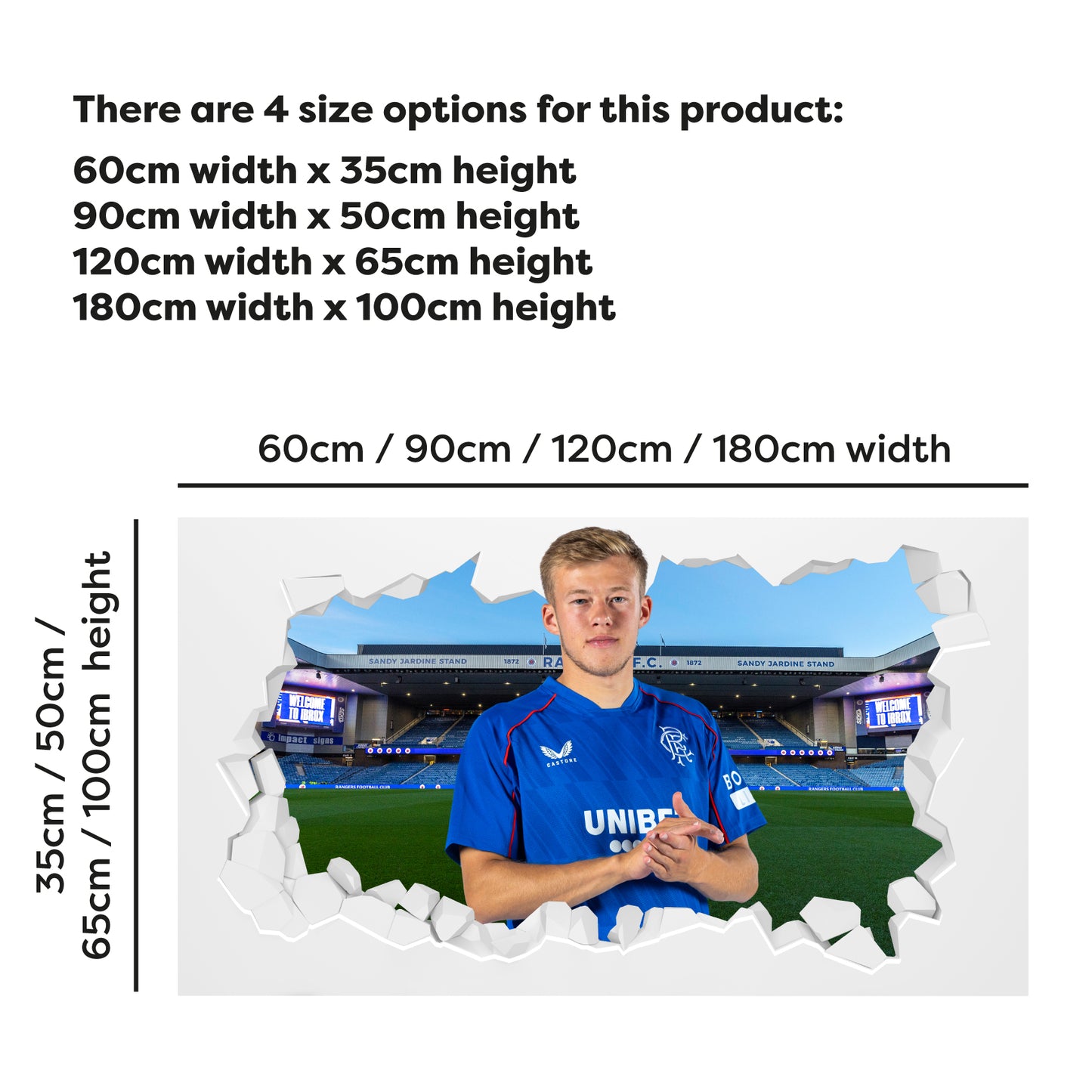 Rangers F.C Connor Barron 24/25 Broken Wall Sticker