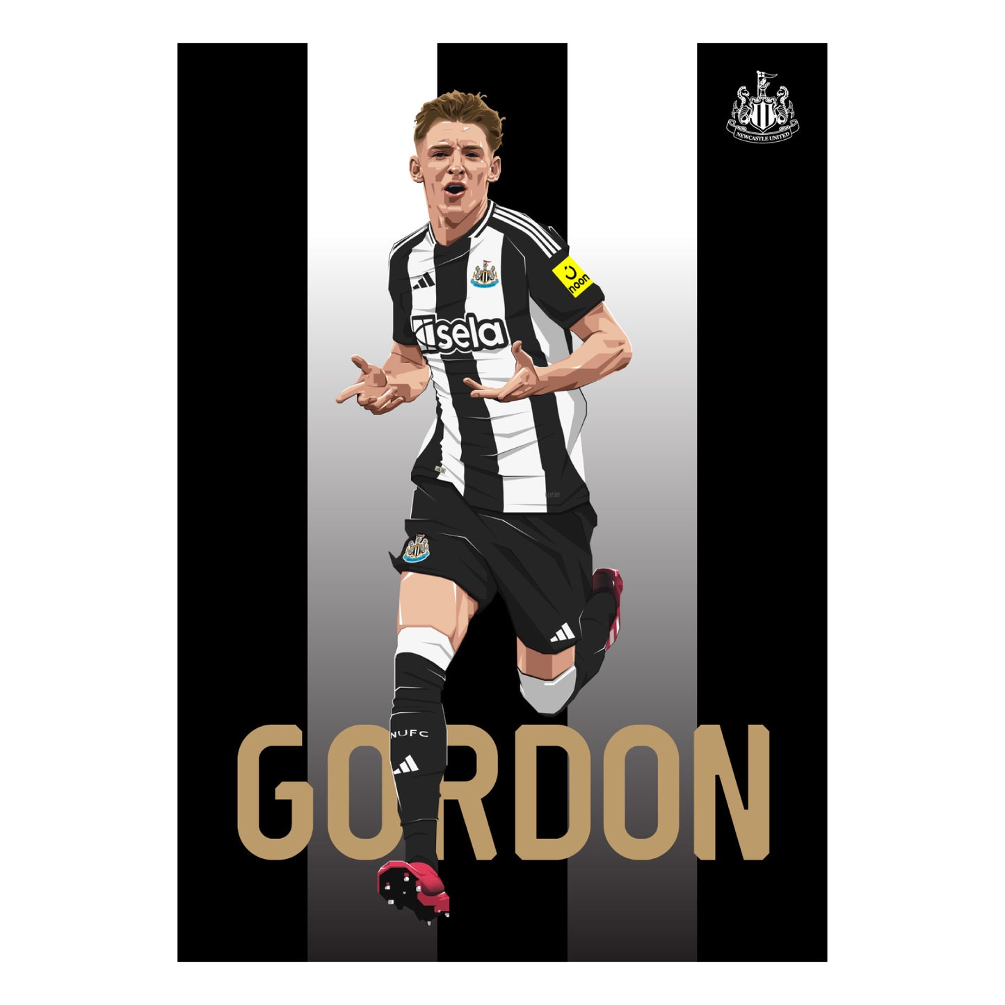 Newcastle United FC Print - Gordon Illustration Poster Football Wall Art