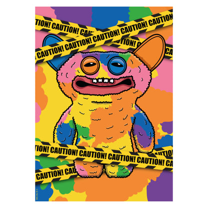 Fuggler Wall Art Print - Grin Grin Multicolour Caution Poster