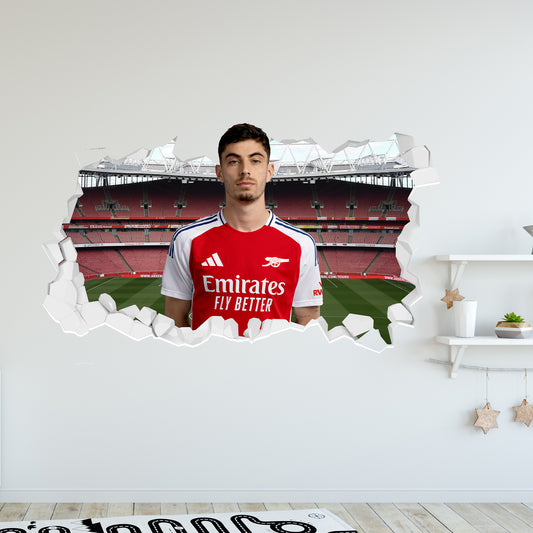 Arsenal FC - Havertz 24/25 Broken Wall Sticker + AFC Decal Set