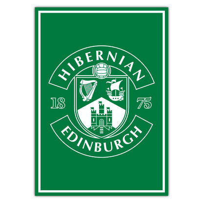 Hibernian FC Print - Hibernian Crest Green Background Poster Football Wall Art