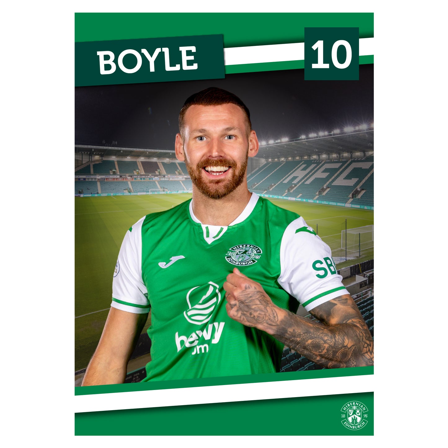 Hibernian FC Print - Martin Boyle 24-25 Poster Football Wall Art