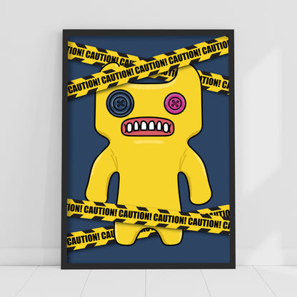 Fuggler Wall Art Print - Indecisive Monster Yellow Caution Poster