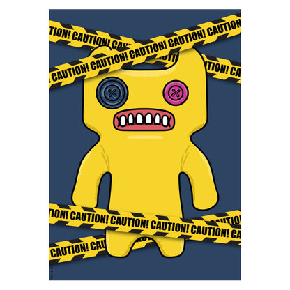 Fuggler Wall Art Print - Indecisive Monster Yellow Caution Poster