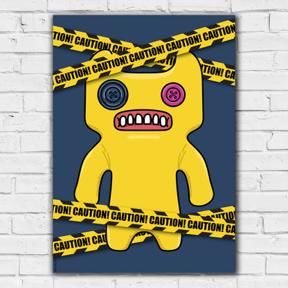 Fuggler Wall Art Print - Indecisive Monster Yellow Caution Poster