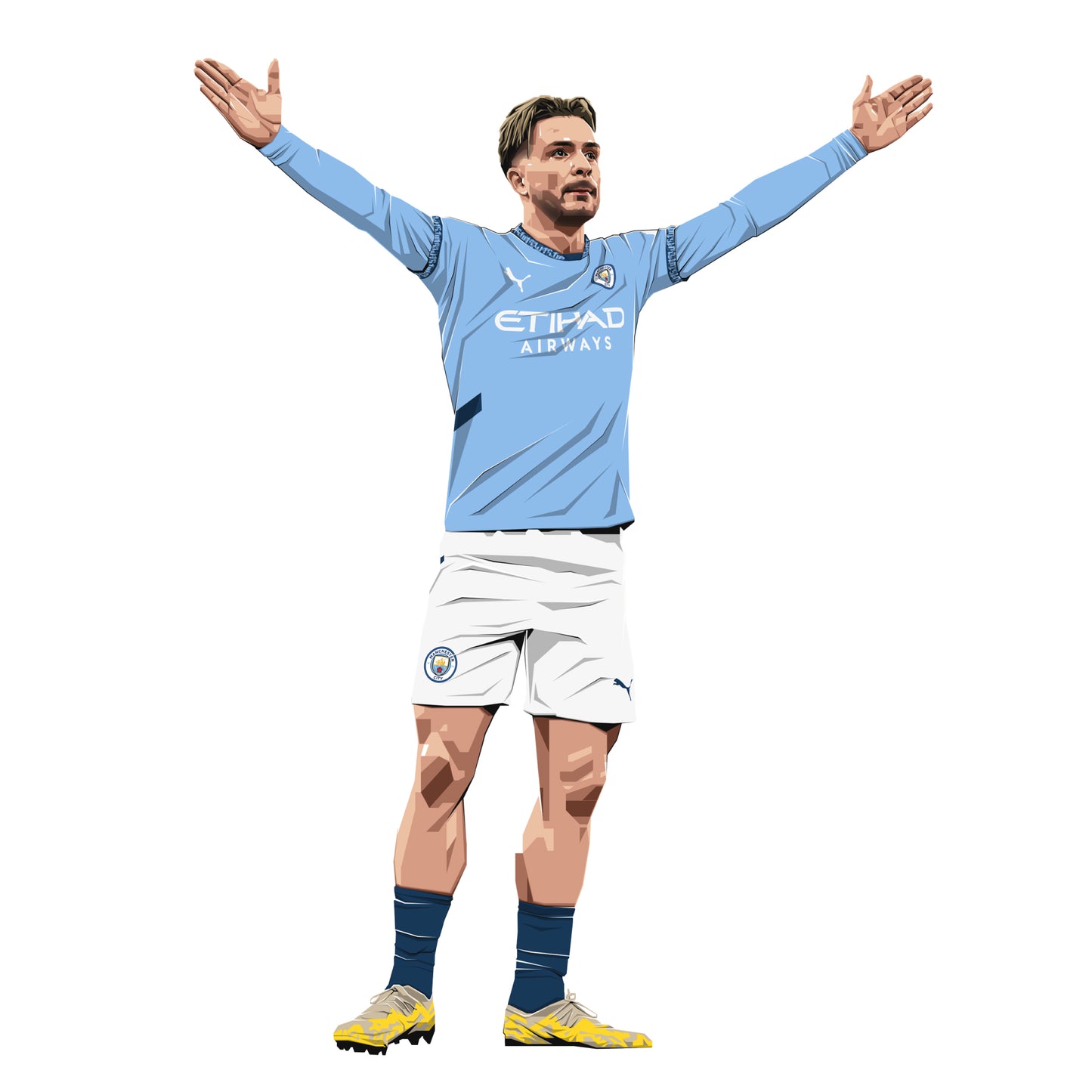 Official Manchester City - Jack Grealish 24-25 Illustration Wall Sticker + Decal Set