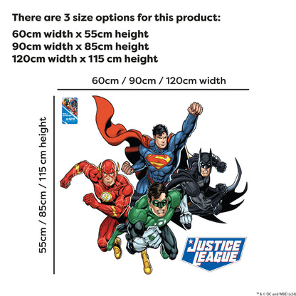 Justice League Wall Sticker - 4 Heroes Jumping Forward Wall Decal DC Superhero Art