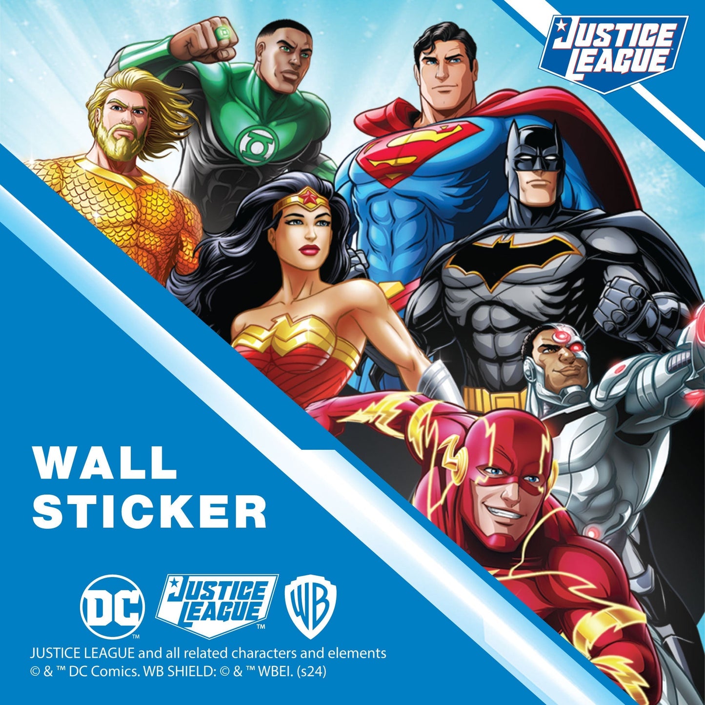 Justice League Wall Sticker - 4 Heroes Colour Blocks Wall Decal DC Superhero Art