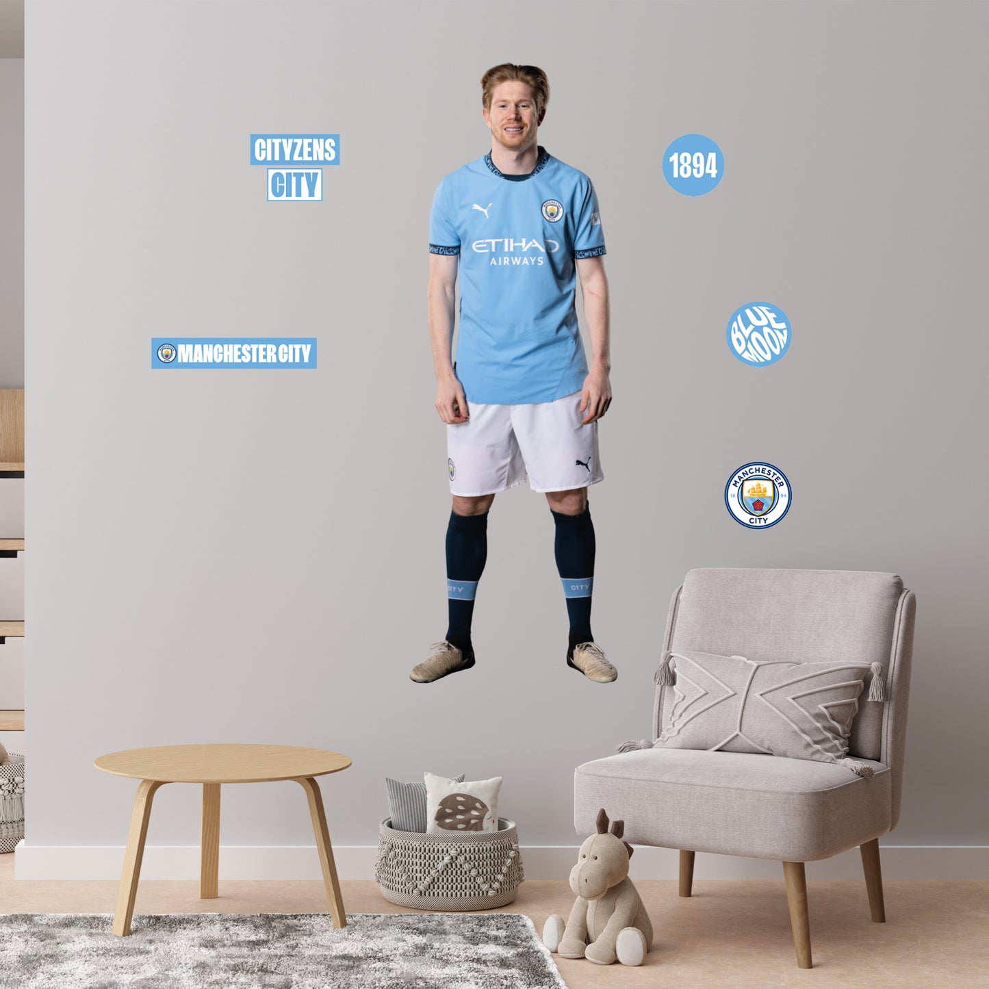 Manchester City FC - Kevin De Bruyne 24/25 Player Decal + Bonus Wall Sticker Set