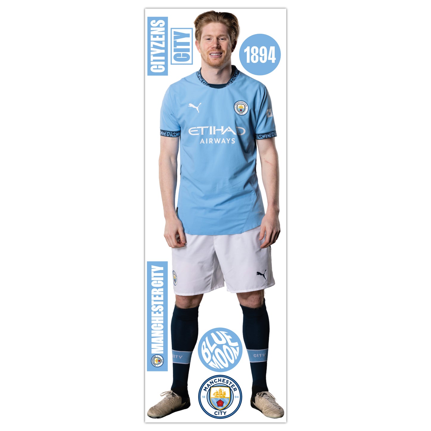 Manchester City FC - Kevin De Bruyne 24/25 Player Decal + Bonus Wall Sticker Set