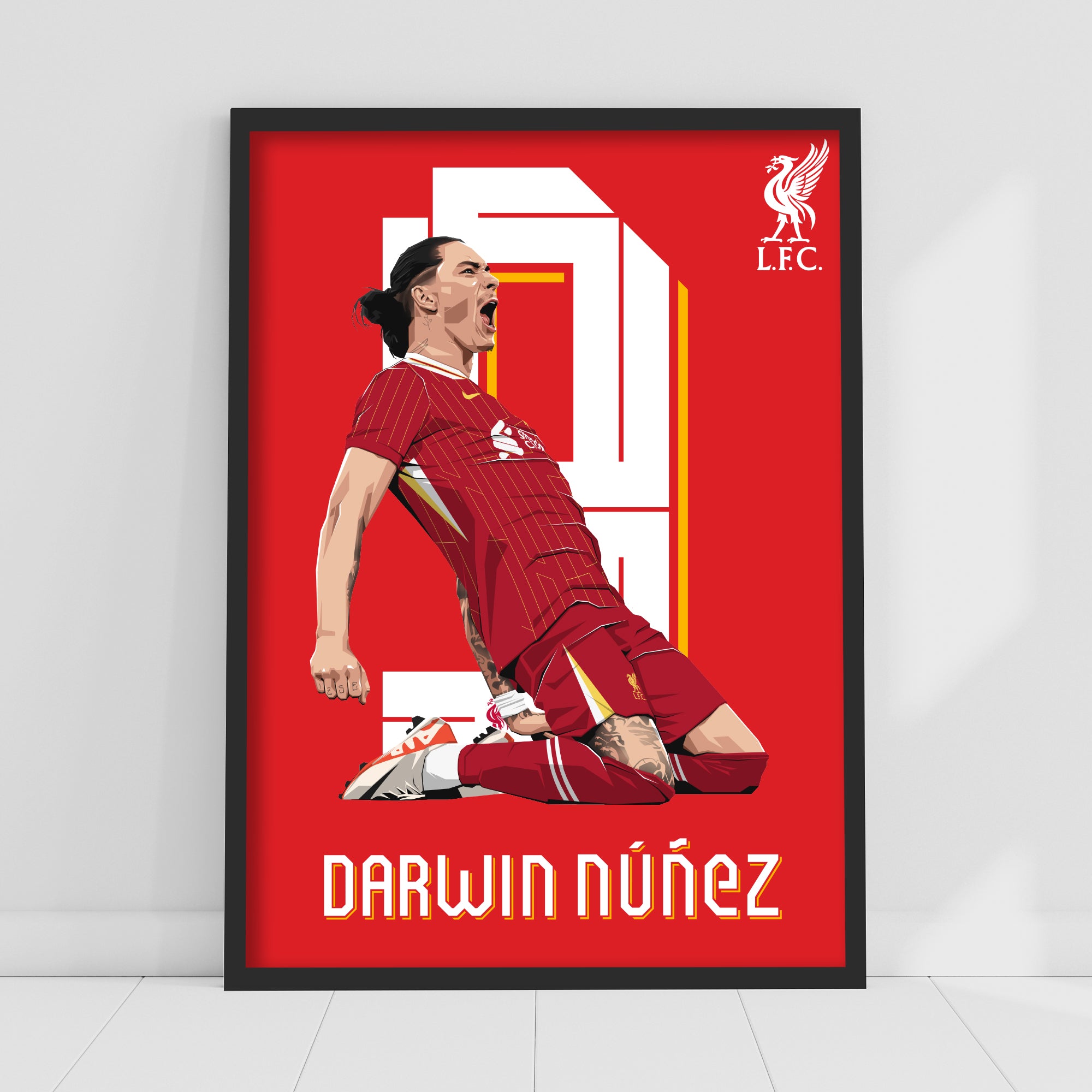 Liverpool Fc Print Darwin Nunez Celebration Illustration Poster Uk 8013